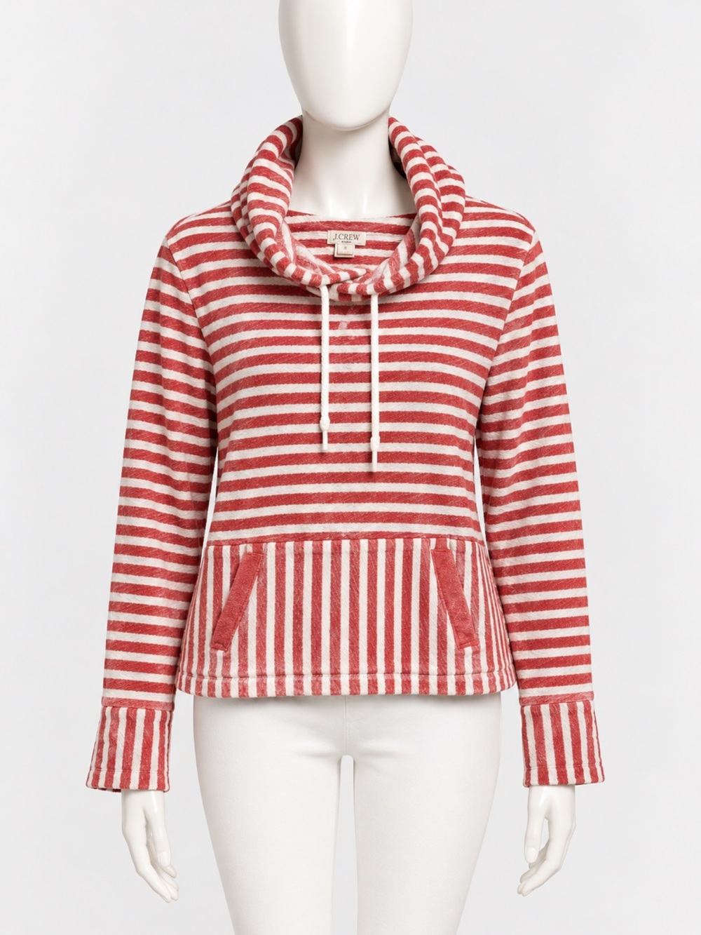 J. Crew Red & White Striped Teddy Hoodie